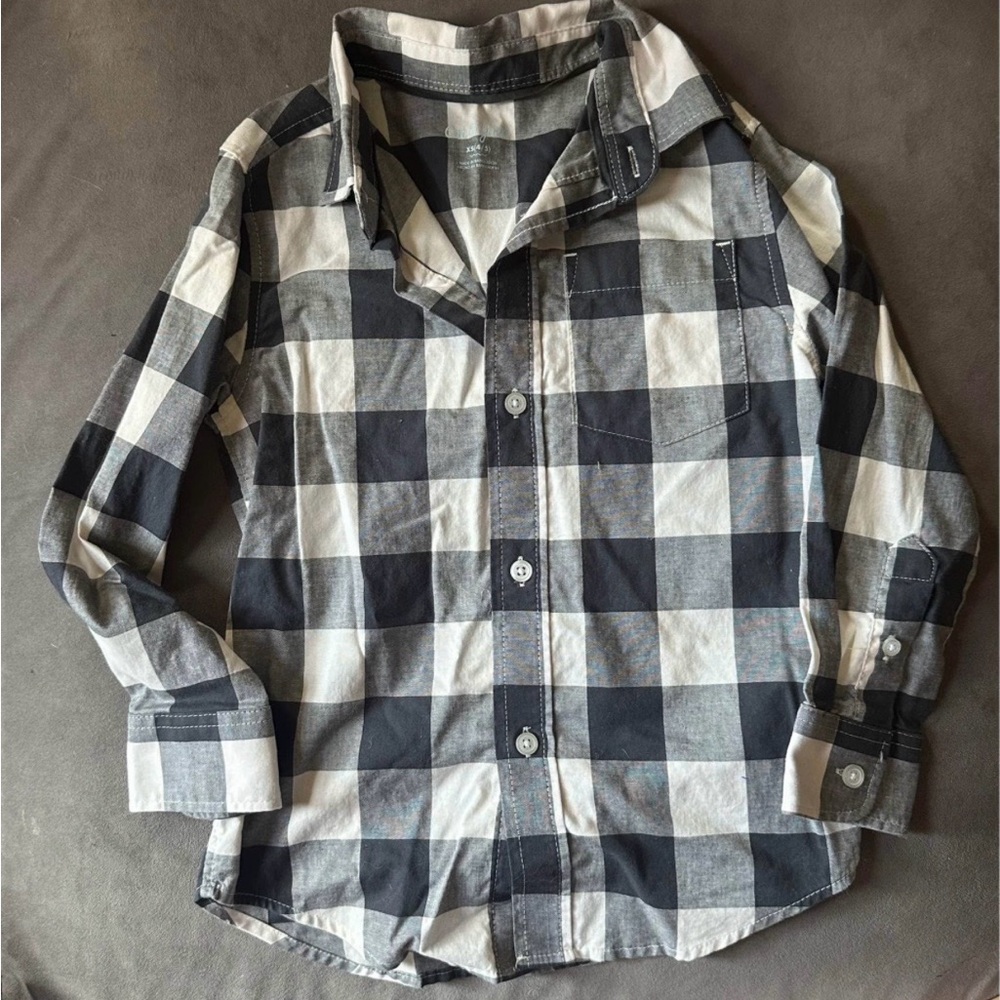 Cat & Jack Blue and White Plaid Button Down Shirt